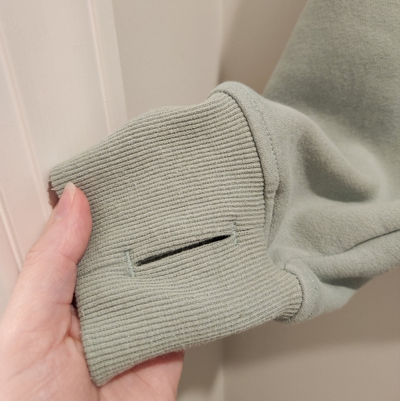 Women's Sage Green Half-Zip Pullover With Pocket - Picture 8 of 9